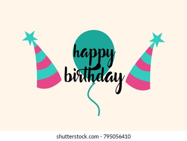 Happy Birthday typographic vector design for greeting cards, print and cloths. Isolated birthday text, lettering composition.