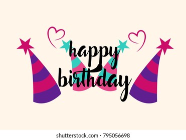 Happy Birthday typographic vector design for greeting cards, print and cloths. Isolated birthday text, lettering composition.