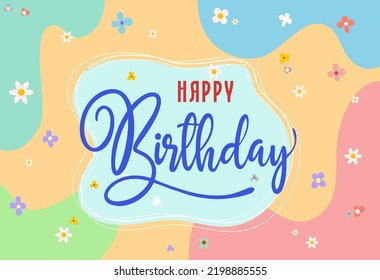 Happy Birthday Typographic Vector Pastel Color Stock Vector (Royalty ...