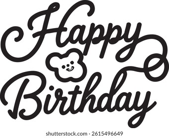 Happy birthday typography black vector design isolated illustration