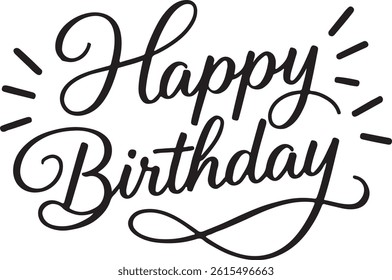 Happy birthday typography black vector design isolated illustration