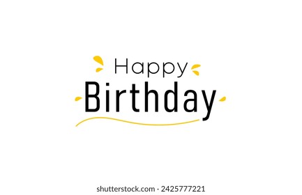 happy birthday typography black and yellow design.