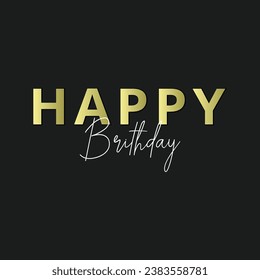 Happy Birthday typography. brithday wishes card design, luxury  Beautiful greeting card scratched calligraphy black text word gold stars. Hand drawn invitation Handwritten, isolated vector