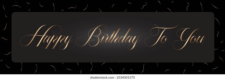 Happy Birthday typography calligraphy, gold script word: Happy Birthday. birthday wishes card design, luxury Beautiful greeting card black and gold. EPS vector