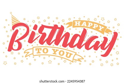 Happy Birthday typography or Calligraphy lettering with balloons