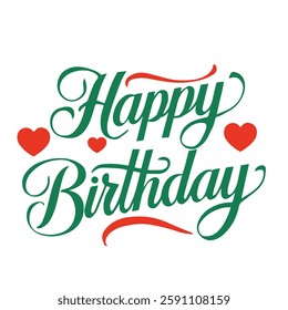 Happy birthday typography calligraphy vector art. 