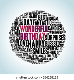 Happy   Birthday typography circle illustration  in vector
