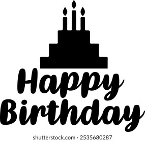 Happy Birthday typography design on plain white transparent isolated background for card, shirt, hoodie, sweatshirt, apparel, tag, mug, icon, poster or badge