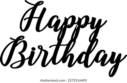 Happy Birthday typography design on plain white transparent isolated background for card, shirt, hoodie, sweatshirt, apparel, tag, mug, icon, poster or badge