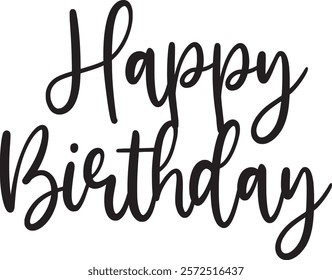 Happy Birthday typography design on plain white transparent isolated background for card, shirt, hoodie, sweatshirt, apparel, tag, mug, icon, poster or badge