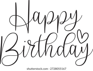 Happy Birthday Typografie-Design auf einfarbigem, weißem, transparentem, isoliertem Hintergrund für Karte, Hemd, Kapuze, Sweatshirt, Bekleidung, Tag, Becher, Symbol, Poster oder Abzeichen