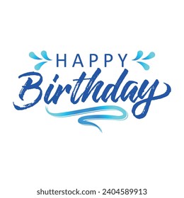 Happy Birthday typography design vector. Beautiful greeting card scratched calligraphy black text word gold stars. Handwritten modern brush lettering white background isolated vector	