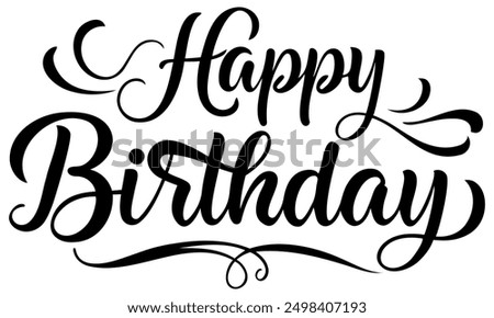 Happy Birthday typography design vector. Beautiful greeting card scratched calligraphy black text word. Handwritten modern brush lettering white background isolated vector