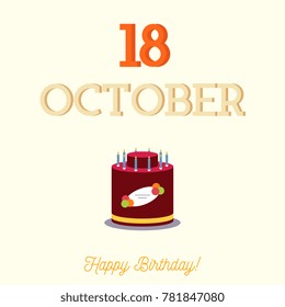 Happy Birthday typography with a flat birthday cake
