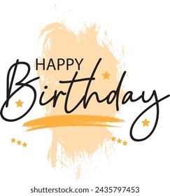 Happy Birthday typography with hand-drawn lettering. Vector illustration.