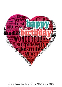 Happy Birthday Typography Heart Shape Vector Stock Vector (Royalty Free ...