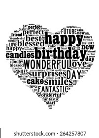 Happy Birthday Typography Heart Shape Vector Stock Vector (royalty Free 