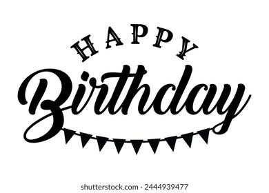 Happy Birthday typography lettering vector illustration.