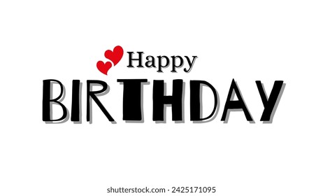 Feliz cumpleaños tipografía sobre fondo blanco. tarjeta de felicitación de diseño vectorial y arte vectorial de deseo de cumpleaños diseño lindo y moderno.