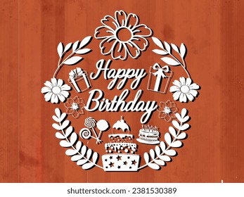 Happy Birthday typography paper Cut Design