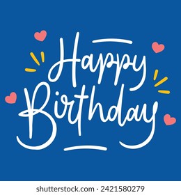 happy birthday typography social media post, vector illustration simple