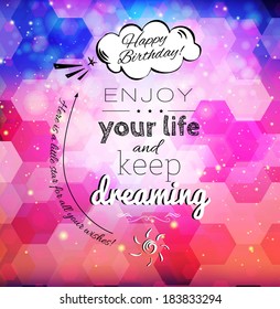 Happy Birthday typography template on bright background.