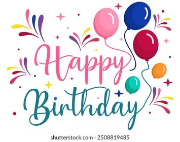 Happy birthday typography text. Vector Illustration