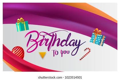Happy Birthday typography vector design for greeting cards and poster with balloon, confetti and gift box, design template for birthday celebration.