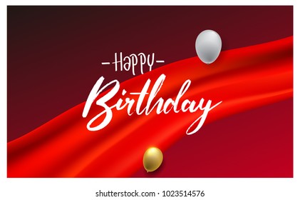Happy Birthday typography vector design for greeting cards and poster with balloon, confetti and gift box, design template for birthday celebration.