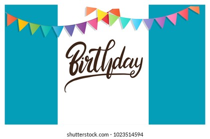 Happy Birthday typography vector design for greeting cards and poster with balloon, confetti and gift box, design template for birthday celebration.