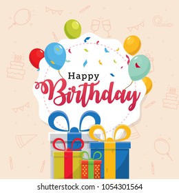 Happy Birthday typography vector design and background template for birthday card