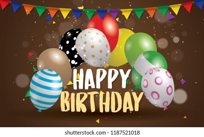 Happy Birthday typography vector design for greeting cards, banner and poster with balloon, design template for birthday celebration.