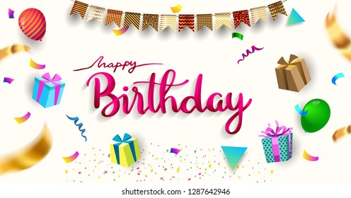 Happy Birthday Typography Vector Design Greeting Stock Vector (Royalty ...