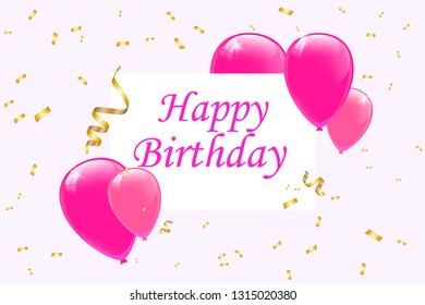 Happy Birthday typography vector design for greeting cards and poster with balloon, confetti, design template for birthday celebration.