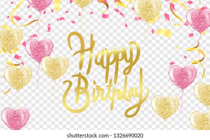 Happy Birthday typography vector design for greeting cards and poster with balloon illustration