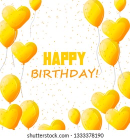 Happy Birthday typography vector design for greeting cards and poster with yellow balloon
