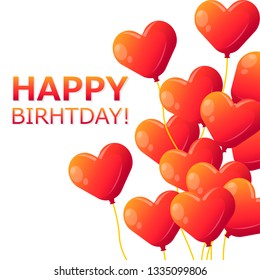 Happy Birthday typography vector design for greeting cards and poster with red heart balloon