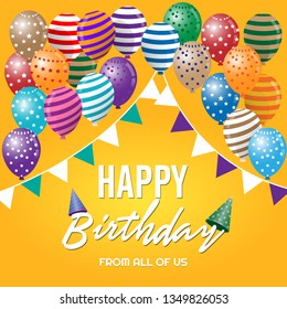 Happy Birthday typography vector design for greeting cards and poster with 3D balloon, design template for birthday celebration. - Vector 