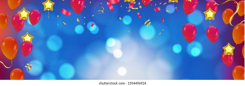 Happy Birthday typography vector design for greeting cards and poster with balloon in the style of cutouts