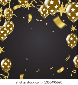 Happy Birthday typography vector design for greeting cards and poster with balloon in the style of cutouts