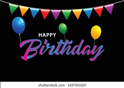 Happy Birthday typography vector design for greeting cards and poster with full color balloon
