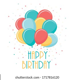 Happy Birthday typography vector design for greeting cards and poster with balloon, confetti, design template for birthday celebration.