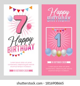 Happy Birthday typography vector design for greeting cards and poster with balloon, confetti and gift box, design template for birthday celebration.