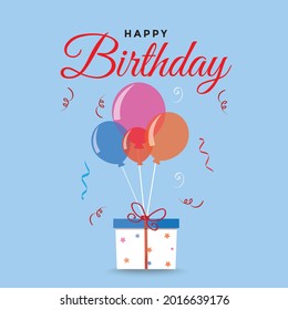 Diseño de vector de tipografía de cumpleaños feliz con ilustración para tarjetas de felicitación