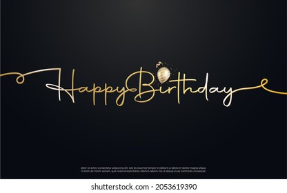 Happy Birthday typography vector design for greeting cards and poster, design template for birthday celebration. with balloon on black background