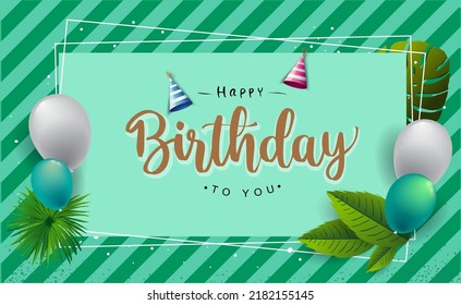 Happy Birthday typography vector design for greeting cards and poster with balloon, floral theme, design template for birthday celebration.