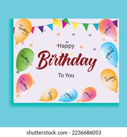 Happy Birthday typography vector design for greeting cards and poster with balloon, confetti and design template for birthday celebration.