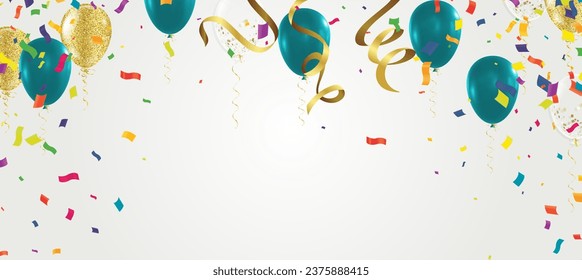 Fröhliche Geburtstagstypografie, Vektordesign für Grußkarten und Poster mit grünem Goldballon