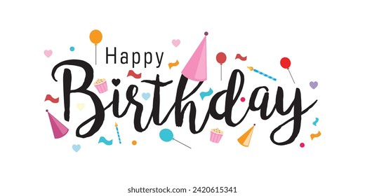 Happy Birthday typography vector design for greeting card, birthday card, invitation card. Birthday text, lettering composition. Vector illustration eps.10