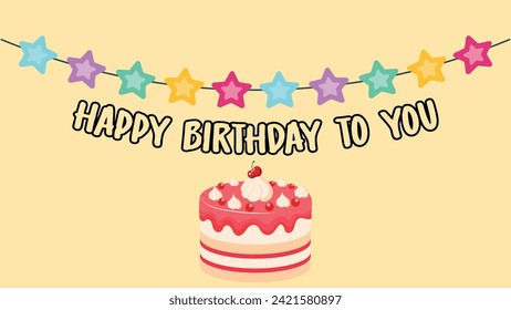 Happy Birthday typography vector design for greeting cards and poster with balloon, confetti and gift box, design template for birthday celebration. background
